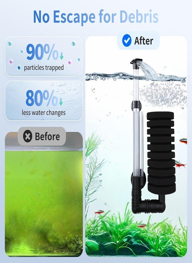 VAYINATO® Aquarium Bio Sponge Filter Fish Tank, Single - Ultra Quiet Air Pump Aquqrium Foam Internal Filter - Betta Fry Shrimp and Small Fish (Black) by Petzlifeworld - Image 3